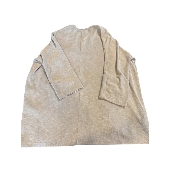 Donni Anthropologie Ribbed Open Front Cardigan Heather Gray Striped Pockets OSFA - Picture 8 of 8